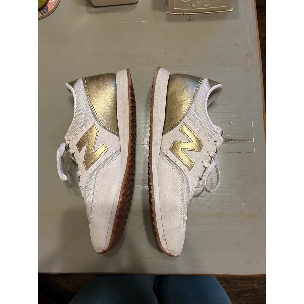 New Balance cream and gold sneakers casual glam - Picture 4 of 10